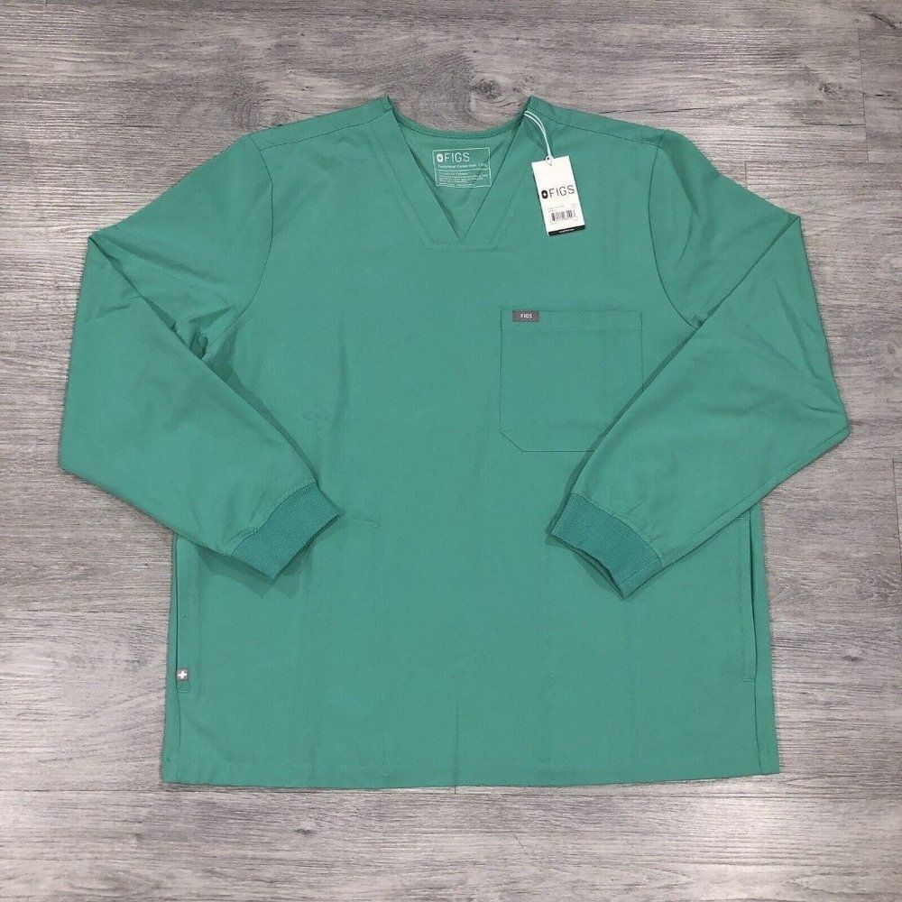 Figs Green Long Sleeve Tee Soft Cotton Blend